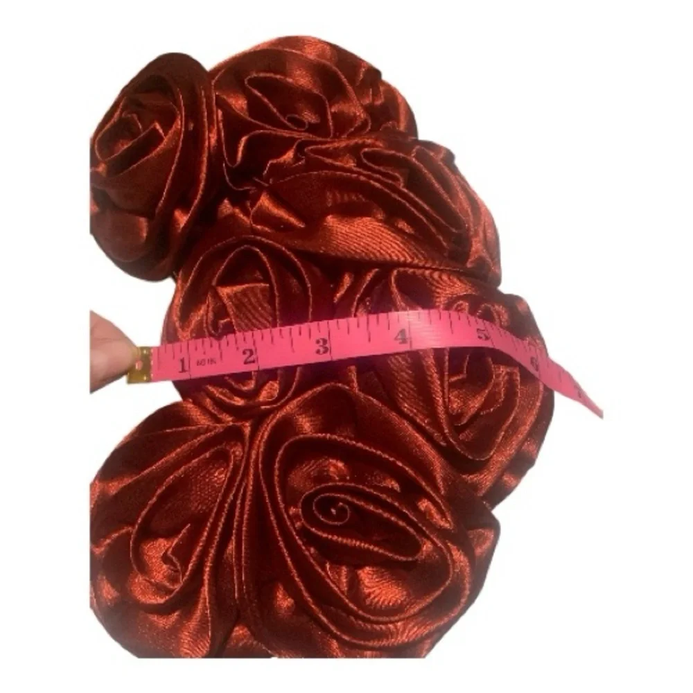 Elegant Red Rose Clutch with Silver Handle Formal Holiday